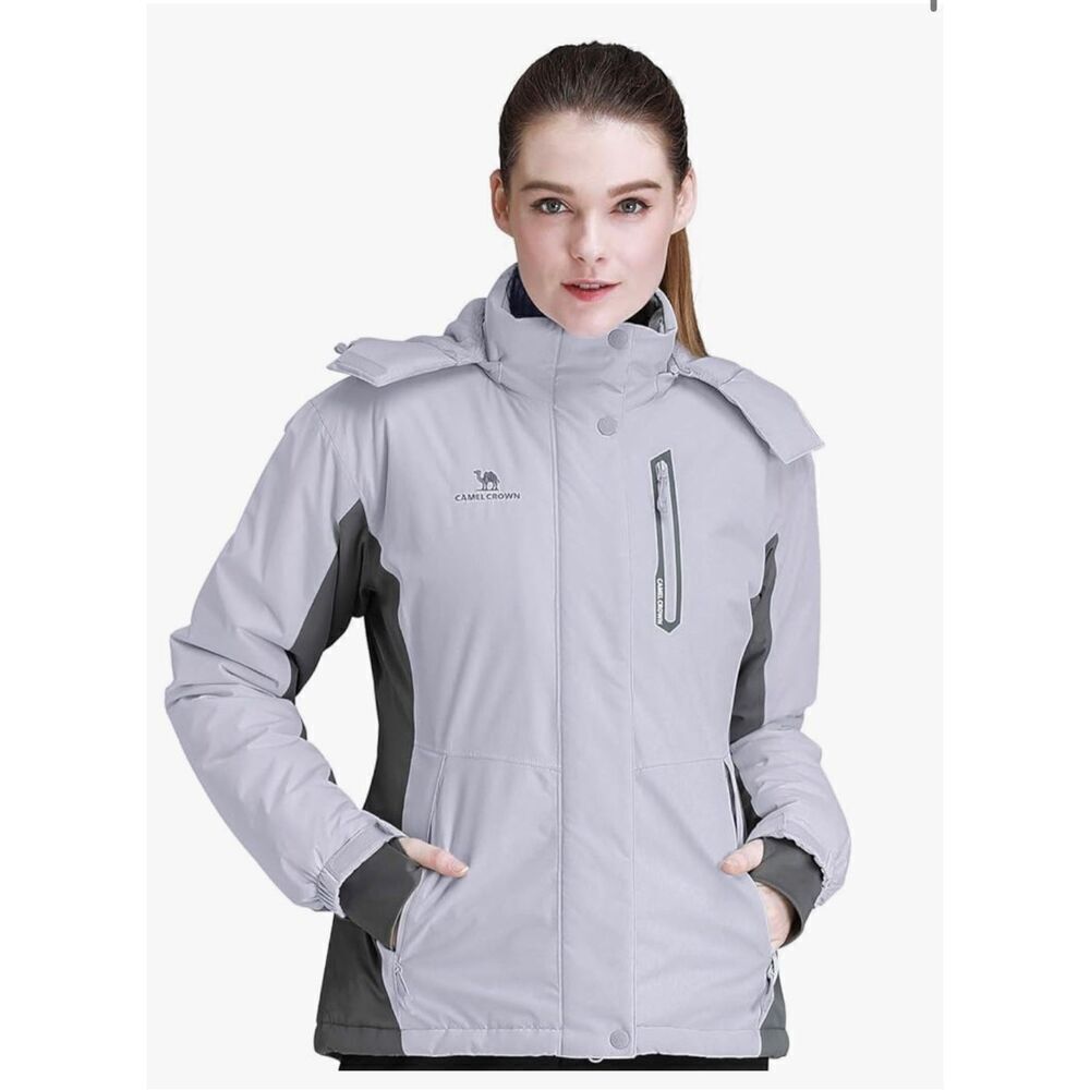 CAMEL CROWN Women’s Mountain Snow Waterproof Ski Jacket Detachable Hood